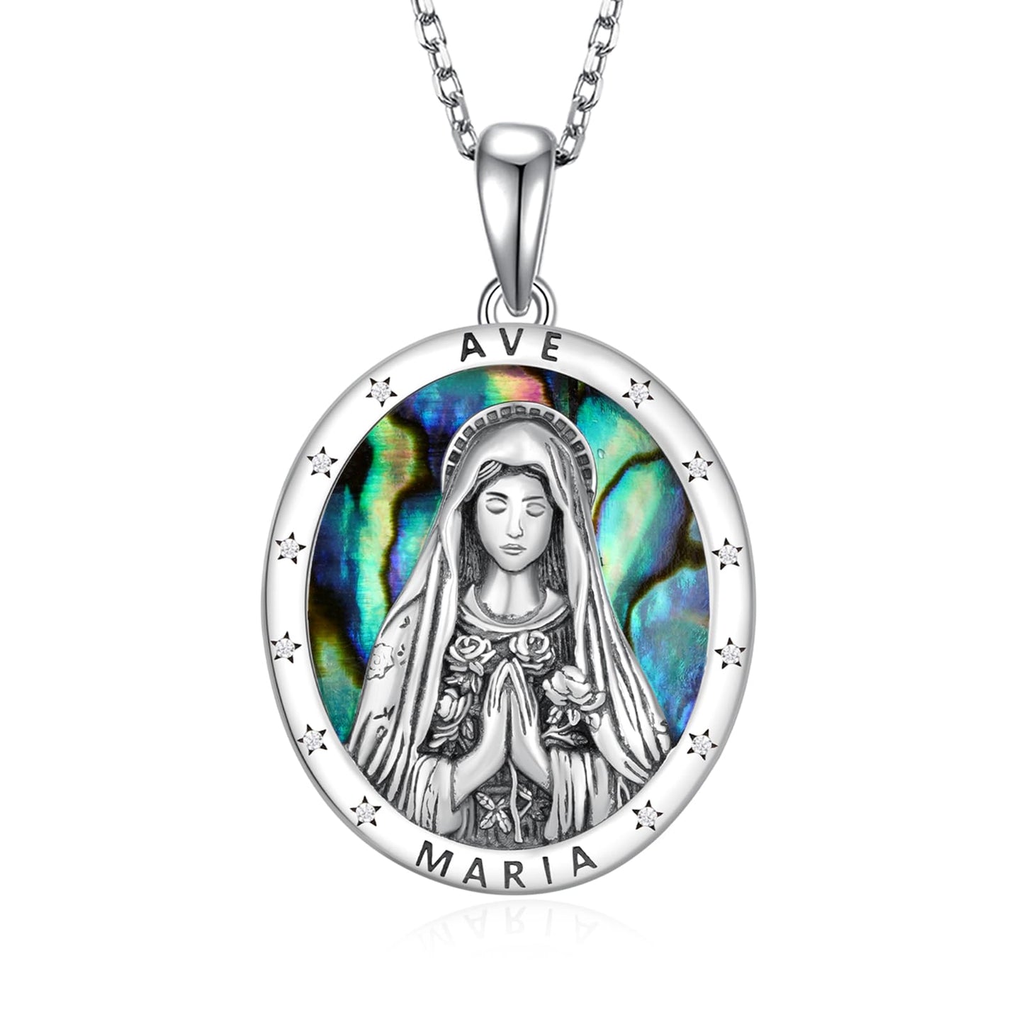 Spanish Virgin Mary Sterling Silver Necklace